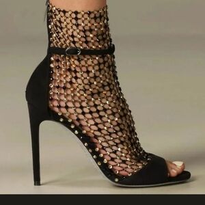 Black and Silver Women's Mesh Heels